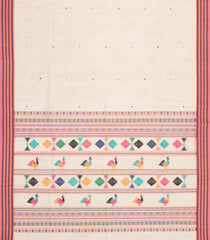Taupe Handloom Village Cotton Saree With Buttas-VC1611