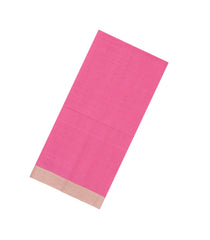 BubbleGum Pink Handloom Bengal Cotton Saree With Contrast Border-BG1680