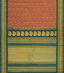 Brown Handloom Gadwal Silk Cotton Saree With Buttas-GA0372