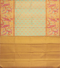 Turquoise Handloom Tissue Kanchipuram Silk Saree With Meena Floral Motifs-KA14553
