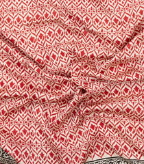 Red Printed Chanderi Cotton Saree With Zari Border-CC1490