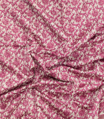 Pink Printed Chanderi Cotton Saree With Zari Border-CC1548