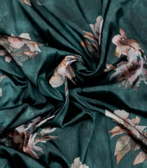 Sea Green Printed Synthetic Tussar With Contrast Zari Border-SY0299
