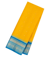 Yellow Handloom Gadwal SICO Saree With Cotton Body & Silk Border-GA0390
