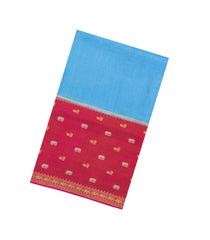 Sky Blue Woven Blended Viscose Saree With Buttas-BL5691