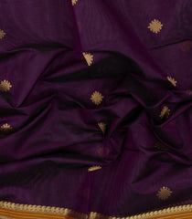 Dark Purple Handloom Silk Cotton Saree With Zari Buttas & Contrast Border-SC4823