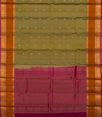 Olive Green Handloom Soft Silk Saree With Buttas & Contrast Border-SO4041