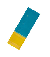 Cyan Woven Art Crepe With Buttas & Contrast Border-BL5118