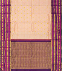 Light Peach Handloom Korvai Kanchipuram Silk Saree With Contrast Border