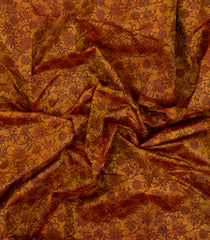 Oil Mustard Printed Silk Saree With Floral Motifs & Zari Border-PS0678