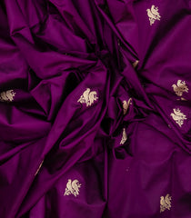 Dark Purple Handloom Banarasi Silk Saree With Bird Buttas -BE1488
