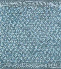 Grey Printed Jaipur Cotton Saree With Floral Motifs-JC1474