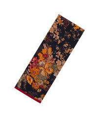 Black Printed Crepe Silk Saree With Floral Motifs-PS0888