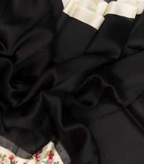 Black Woven Organza Silk Saree With Printed Floral Motifs-BL3844