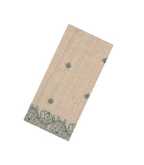 Taupe Woven Synthetic Dupion Saree With Green Floral Buttas-BL5049