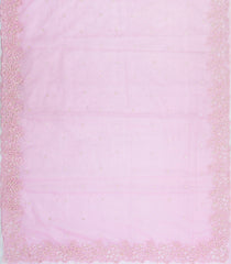 Baby Pink Woven Pure Supernet Saree With Floral Hand Embroidery -EN2102