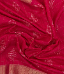 Hot Pink Woven Art Dola Silk Saree With Printed Diamond Motifs-BL4932