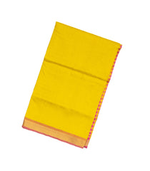 Lemon Yellow Handloom Silk Cotton Saree With Contrast Border-SC3492