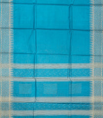 Light Blue Woven Tussar Silk Saree With Square Motifs-Light Blue