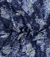 Blue Printed Jaipur Cotton Saree With Abstract Motifs-JC1525