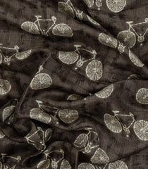 Dark Grey Printed Synthetic Makka Silk Saree With Cycle Motifs-BL5319