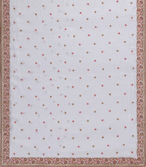 White Woven Synthetic Blended Saree With Embroidered Motifs-EN2041