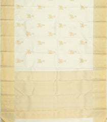 Off White Handloom Kanchipuram Silk Saree With Cow Buttas-KA15904