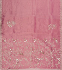 Peach Woven Synthetic Blended Tissue Saree With Embroidered Motifs-EN1994