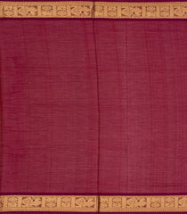 Crimson Handloom Silk Cotton Saree With Stripes & Annam Buttas