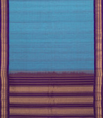 Light Blue Handloom Gadwal Silk Cotton Saree With Contrast Border -GA0462