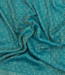 Cyan Woven Mysore Silk Saree With Floral Motifs-MS3509