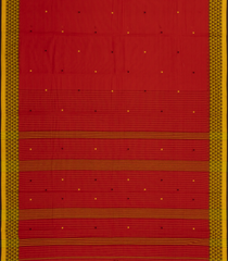 Red Handloom Bengal Cotton Saree With Plus Buttas-BG1847
