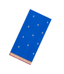 Blue Handloom Maheswari Silk Cotton Saree With Floral Buttas-SC4952