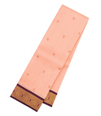 Light Peach Handloom Korvai Kanchipuram Silk Saree With Buttas-KA16429