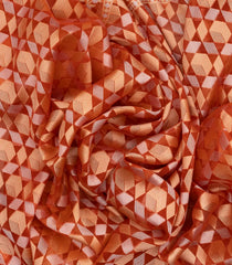 Orange Handloom Organza Satin Soft Silk Saree With Floral Motifs-SO4131