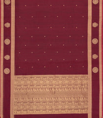 Maroon Handloom Kanchi Cotton Saree With Zari Buttas-KC1858