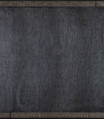 Black Printed Chanderi Cotton Saree With Contrast Zari Border-CC1676