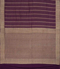 Dark Magenta Mysore Crepe Silk Saree With Meena Floral Stripes-MS3127
