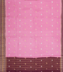 Bubblegum Pink Woven Blended Viscose Saree With Zari Checks & Buttas-BL5540