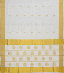 Off White Handloom Kerala Cotton Saree With Floral Buttas-KEC1048