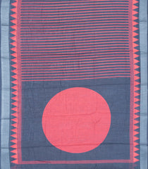 Dark Grey Woven Art Linen Saree With Printed Stripes-BL3961