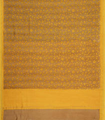 Mustard Printed Chanderi Cotton Saree With Floral Motifs-CC1740