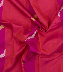 Magenta Handloom Kanchipuram Silk Saree With Stripes & Buttas-KA15481