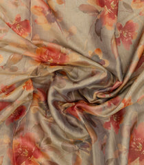 Grey Woven Synthetic Cotton Saree With Printed Floral Motifs-BL4731