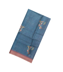 Blue Printed Synthetic  Dola Silk Saree With Zari Stripes & Border-SY0068
