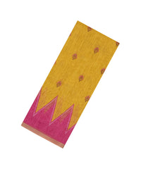 Mustard Printed Synthetic Linen Saree With Zari border-BL5154