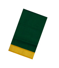 Bottle Green Handloom Silk Cotton Saree With Contrast Border-SC4467