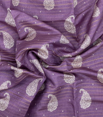 Lavender Printed Synthetic Dola Silk Saree With Zari Stripes & Border-SY0308