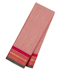 Peach Handloom Gadwal Silk Cotton Saree With Buttas-GA0394