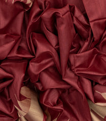 Crimson Woven Synthetic Tussar Saree With Printed Madhubani Motifs-BL4533